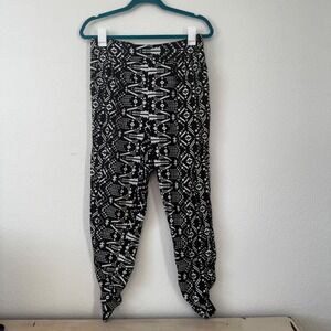 DIZZIRE Black White Geometric Print‎ Lightweight Jogger Pants Women's Size L
